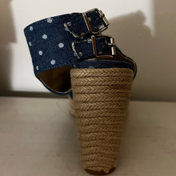 Victoria Secret Denim Blue Slingback Heels 7.5 with Matching A-line Dress/M/8. - Picture 8 of 10